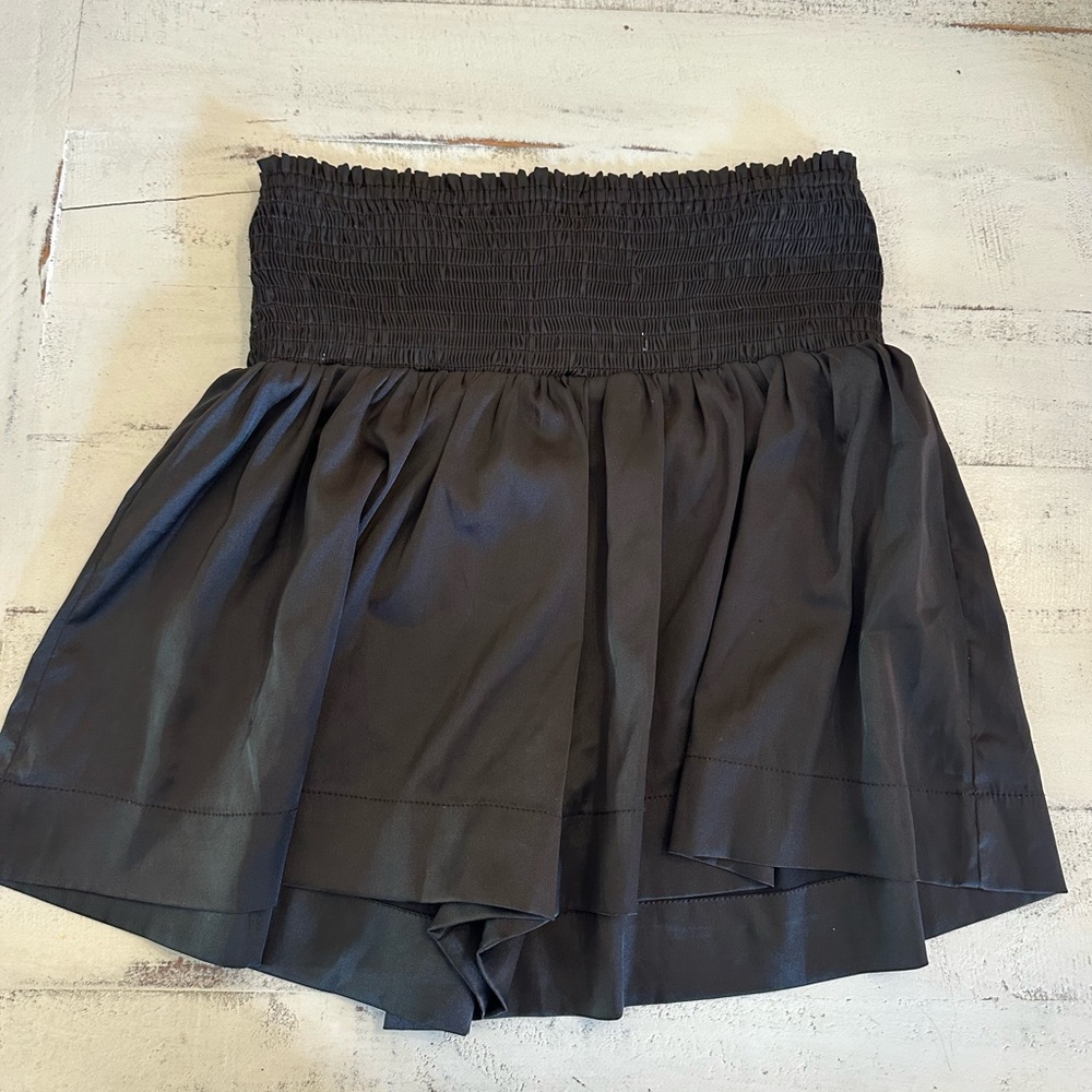 Black satin shorts